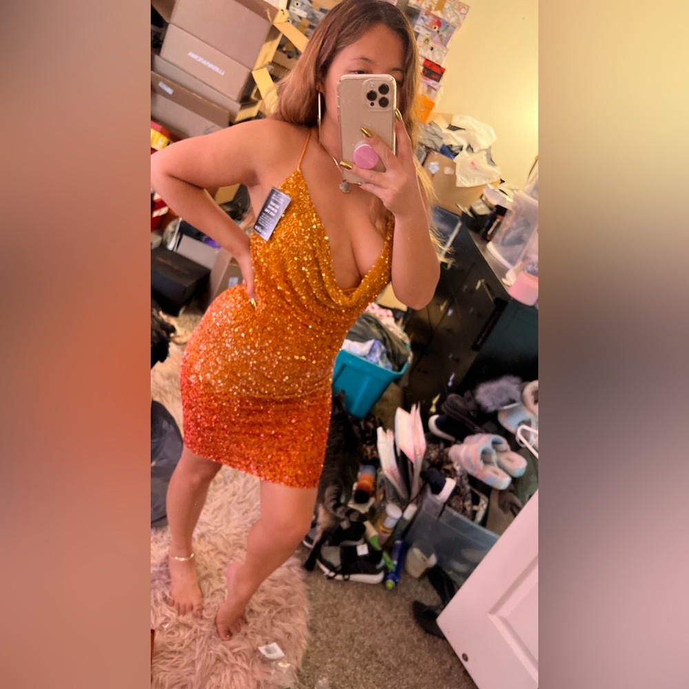 Retrofete sunset ombré sequin beaded mini dress size Xs